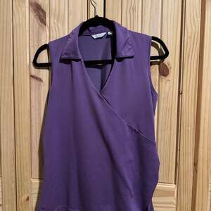 Lady Hagen Women's Sleeveless V-Neck Golf Polo Shirt Purple